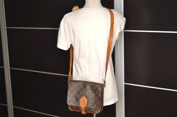 Authentic Louis Vuitton Monogram Cartouchiere MM M51253 Shoulder Bag Junk 4015I