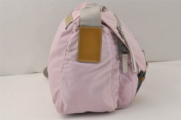 Authentic PRADA Vintage Nylon Tessuto Enamel Shoulder Cross Body Bag Pink 4016K