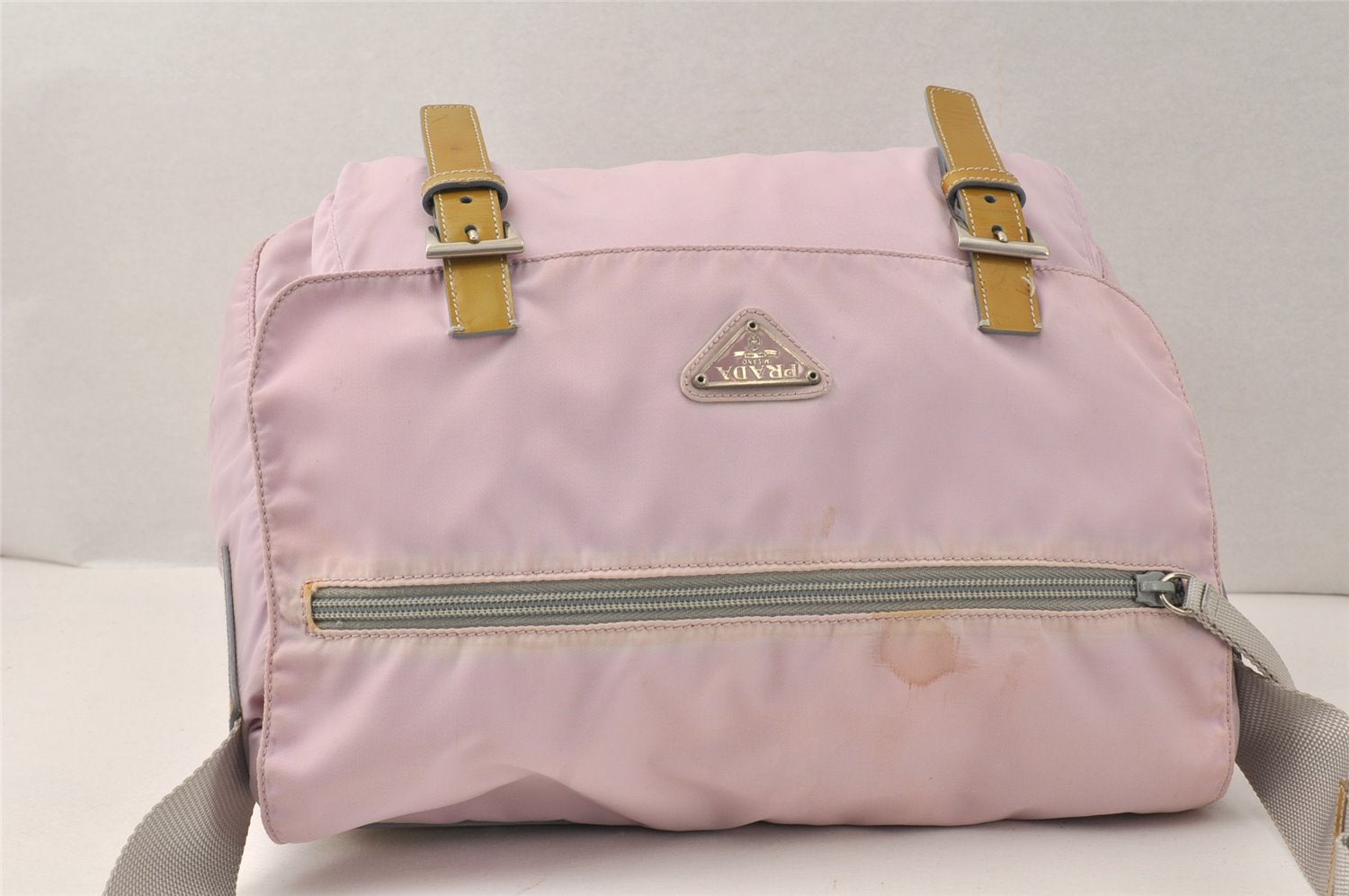 Authentic PRADA Vintage Nylon Tessuto Enamel Shoulder Cross Body Bag Pink 4016K