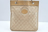 Authentic CHANEL Lamb Skin Matelasse Chain Shoulder Tote Bag Beige CC 4017J