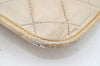 Authentic CHANEL Lamb Skin Matelasse Chain Shoulder Tote Bag Beige CC 4017J