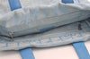 Authentic CHANEL New Travel Line Shoulder Hand Tote Bag Nylon Leather Blue 4018J
