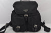 Auth PRADA Vela Nylon Tessuto Leather Drawstring Backpack B2811 Black Junk 4019K