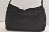 Authentic GUCCI Vintage Horsebit Shoulder Bag GG Canvas Leather Black 4020K