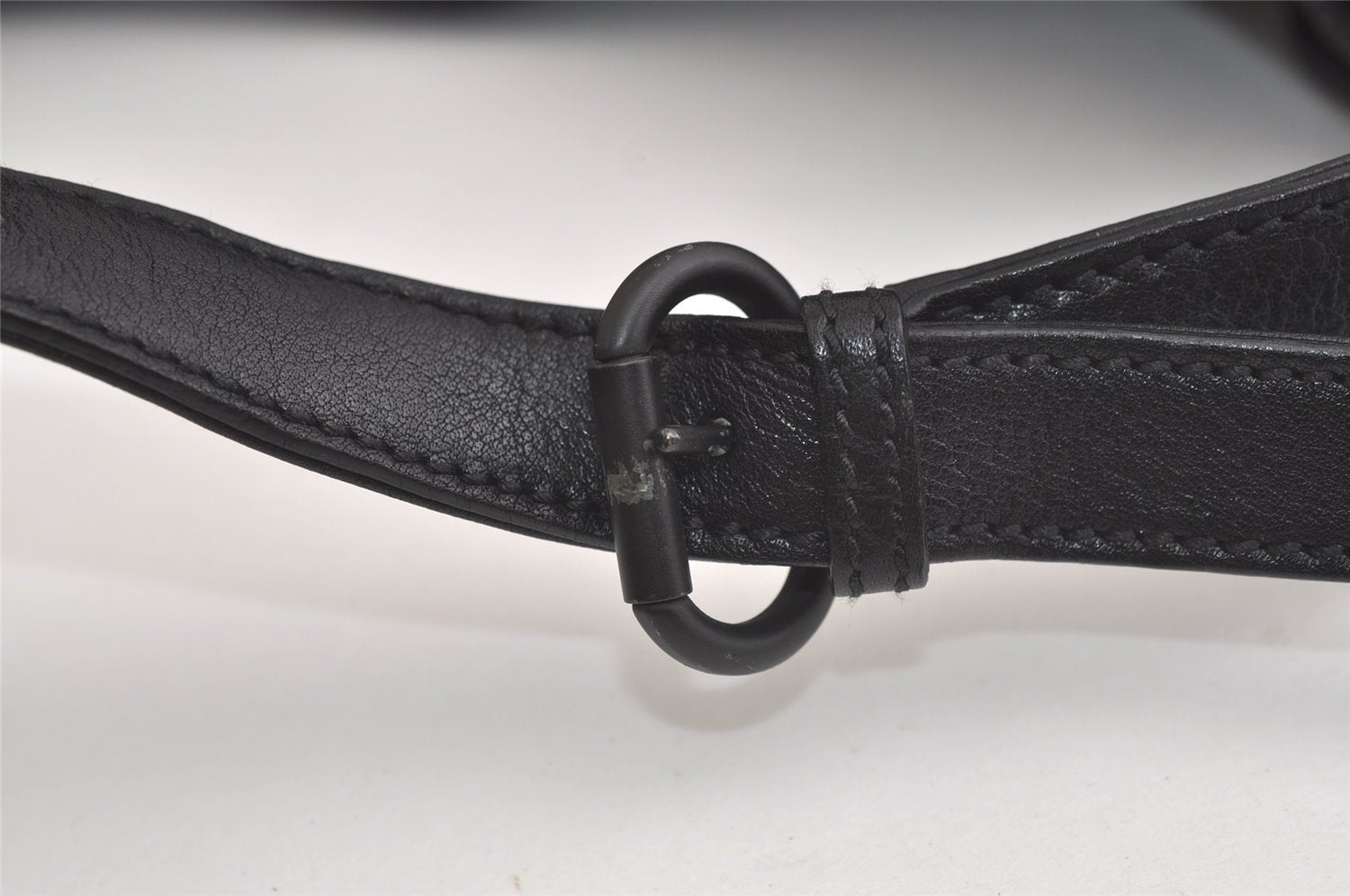 Authentic GUCCI Vintage Horsebit Shoulder Bag GG Canvas Leather Black 4020K