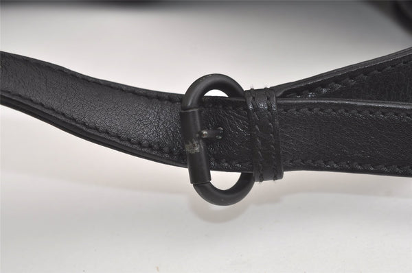 Authentic GUCCI Vintage Horsebit Shoulder Bag GG Canvas Leather Black 4020K