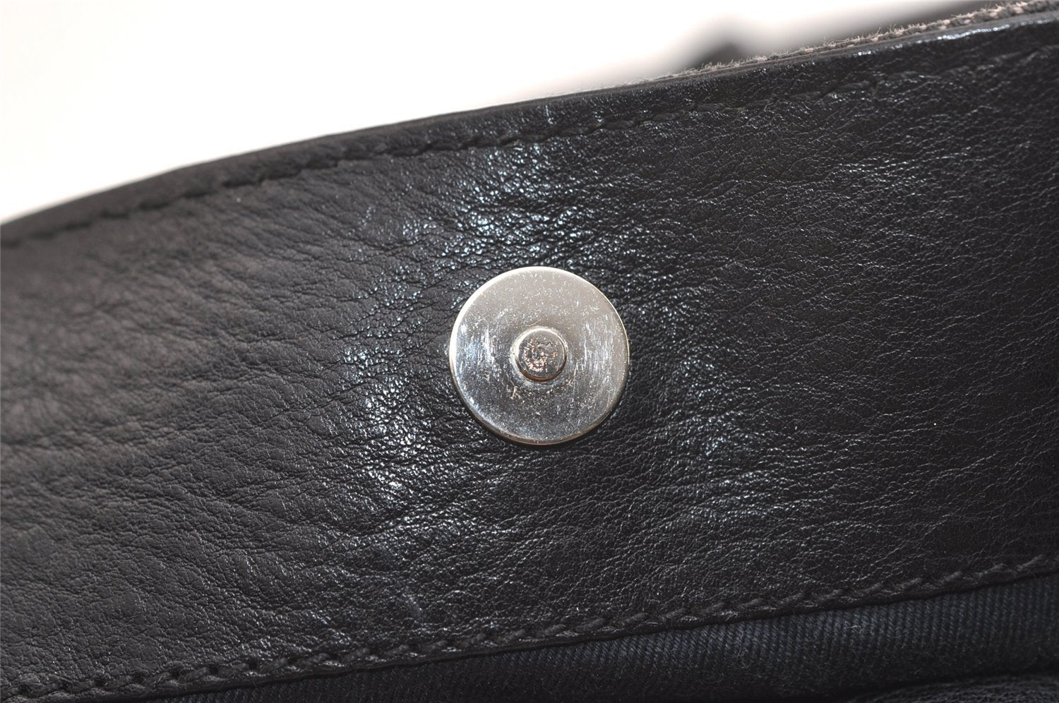 Authentic GUCCI Vintage Horsebit Shoulder Bag GG Canvas Leather Black 4020K