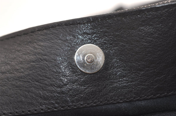 Authentic GUCCI Vintage Horsebit Shoulder Bag GG Canvas Leather Black 4020K