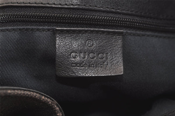 Authentic GUCCI Vintage Horsebit Shoulder Bag GG Canvas Leather Black 4020K