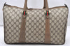 Authentic GUCCI Web Sherry Line 2Way Hand Boston Bag GG PVC Leather Brown 4021K