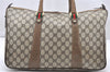 Authentic GUCCI Web Sherry Line 2Way Hand Boston Bag GG PVC Leather Brown 4021K