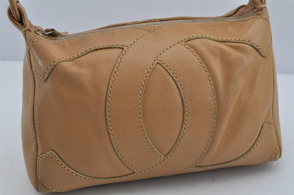 Authentic CHANEL Caviar Skin CoCo Mark Shoulder Hand Bag Purse Beige 4022J