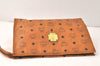 Authentic MCM Vintage Visetos Leather Clutch Hand Bag Purse Brown 4022K