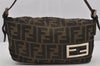 Authentic FENDI Zucca Vintage Hand Shoulder Bag Pouch Canvas Leather Brown 4025J