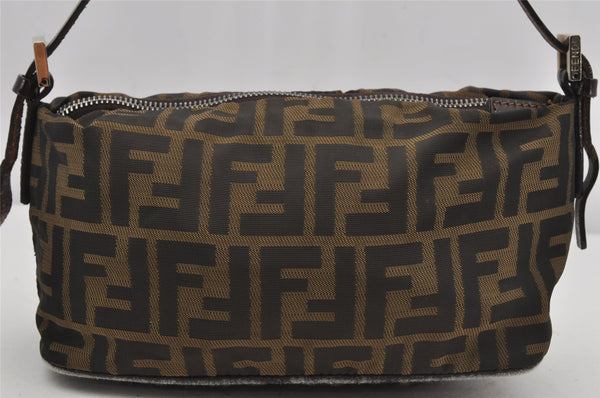 Authentic FENDI Zucca Vintage Hand Shoulder Bag Pouch Canvas Leather Brown 4025J