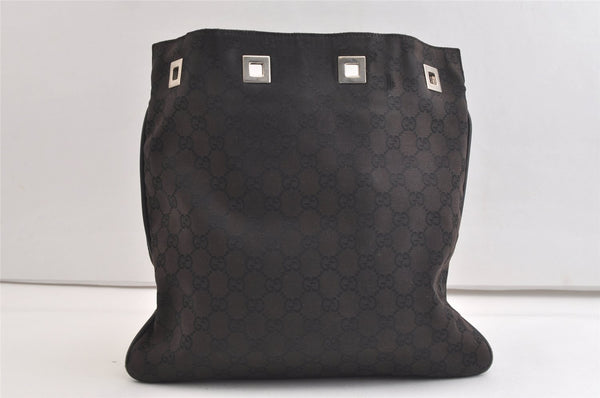 Authentic GUCCI Vintage Shoulder Drawstring Bag Canvas Leather Black Junk 4025K