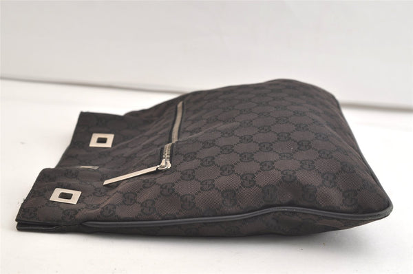 Authentic GUCCI Vintage Shoulder Drawstring Bag Canvas Leather Black Junk 4025K