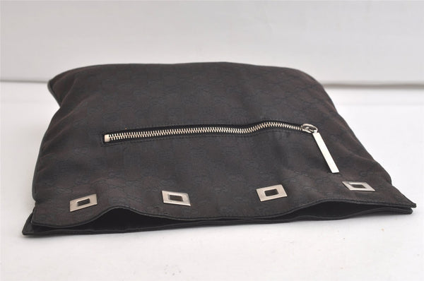 Authentic GUCCI Vintage Shoulder Drawstring Bag Canvas Leather Black Junk 4025K
