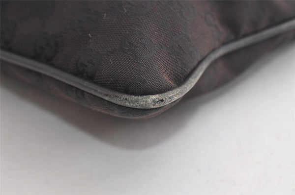 Authentic GUCCI Vintage Shoulder Drawstring Bag Canvas Leather Black Junk 4025K