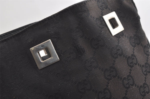 Authentic GUCCI Vintage Shoulder Drawstring Bag Canvas Leather Black Junk 4025K