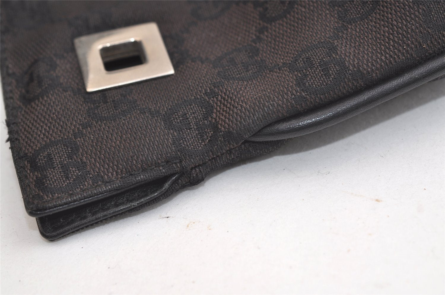 Authentic GUCCI Vintage Shoulder Drawstring Bag Canvas Leather Black Junk 4025K