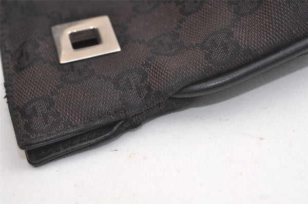 Authentic GUCCI Vintage Shoulder Drawstring Bag Canvas Leather Black Junk 4025K