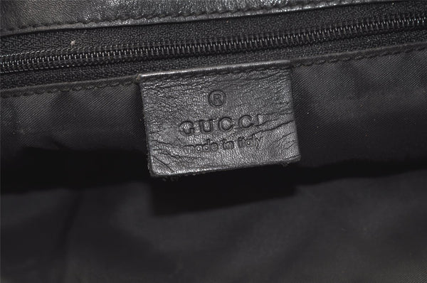 Authentic GUCCI Vintage Shoulder Drawstring Bag Canvas Leather Black Junk 4025K