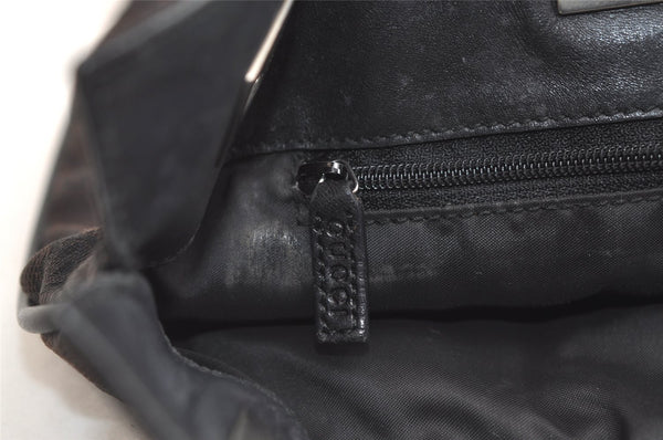 Authentic GUCCI Vintage Shoulder Drawstring Bag Canvas Leather Black Junk 4025K