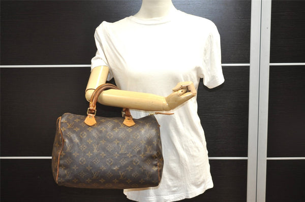 Authentic Louis Vuitton Monogram Speedy 30 Hand Boston Bag M41526 LV 4026I