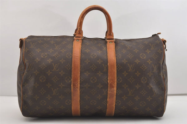 Auth Louis Vuitton Monogram Keepall Bandouliere 45 Boston Bag Old Model LV 4027J