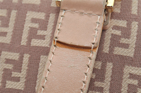 Authentic FENDI Zucchino Shoulder Hand Tote Bag Canvas Leather Pink 4028I