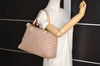 Authentic FENDI Zucchino Shoulder Hand Tote Bag Canvas Leather Pink 4028I