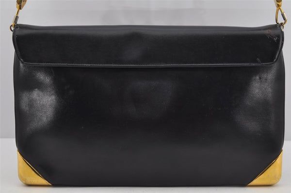 Authentic Christian Dior Trotter Shoulder Bag Purse Leather Canvas Navy 4029J