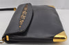 Authentic Christian Dior Trotter Shoulder Bag Purse Leather Canvas Navy 4029J