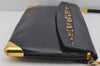 Authentic Christian Dior Trotter Shoulder Bag Purse Leather Canvas Navy 4029J