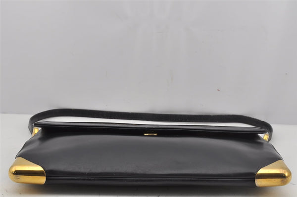 Authentic Christian Dior Trotter Shoulder Bag Purse Leather Canvas Navy 4029J
