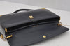 Authentic Christian Dior Trotter Shoulder Bag Purse Leather Canvas Navy 4029J