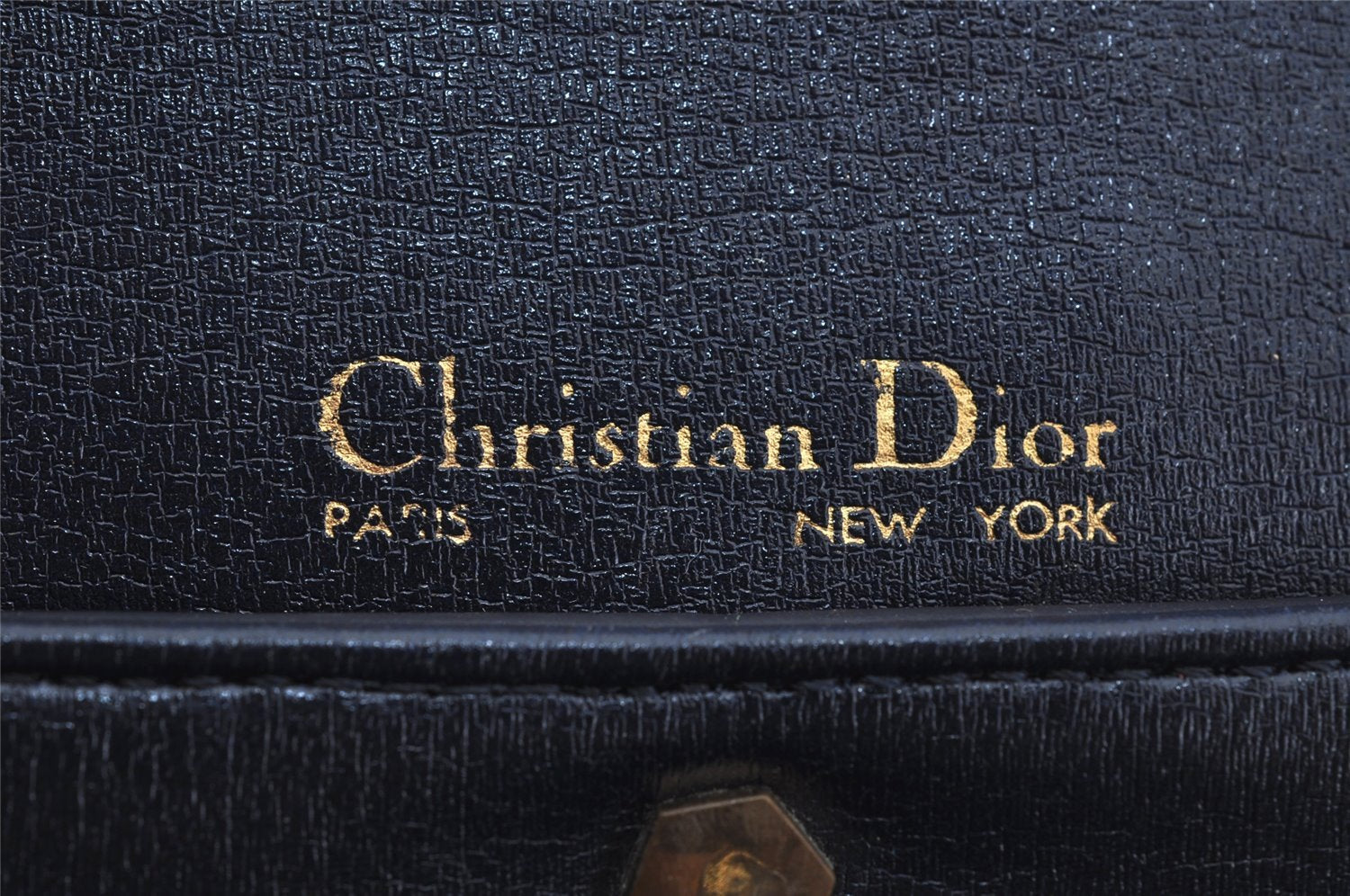 Authentic Christian Dior Trotter Shoulder Bag Purse Leather Canvas Navy 4029J