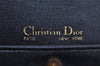 Authentic Christian Dior Trotter Shoulder Bag Purse Leather Canvas Navy 4029J