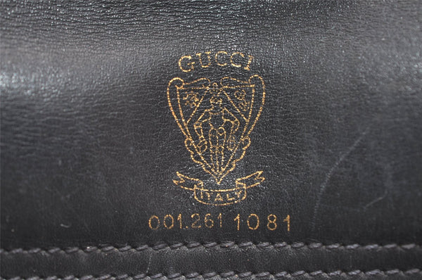 Authentic GUCCI Vintage Shoulder Cross Body Bag Purse Leather Black 4031I
