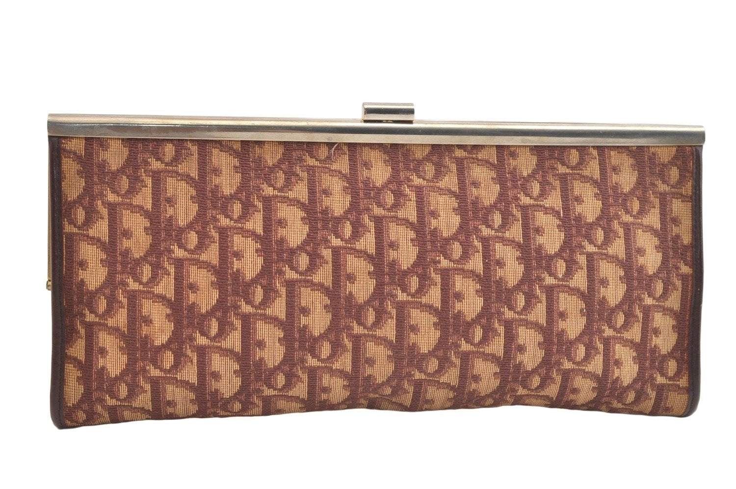 Authentic Christian Dior Trotter Clutch Hand Bag Purse Canvas Leather Red 4031K
