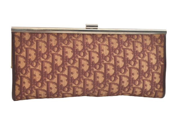 Authentic Christian Dior Trotter Clutch Hand Bag Purse Canvas Leather Red 4031K