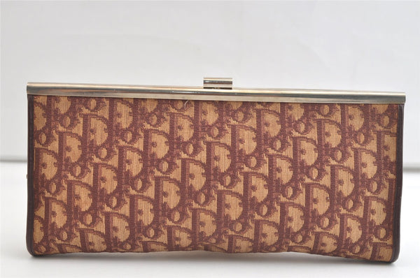 Authentic Christian Dior Trotter Clutch Hand Bag Purse Canvas Leather Red 4031K