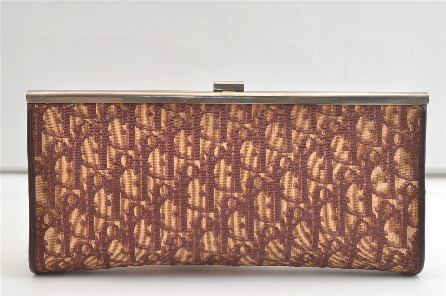 Authentic Christian Dior Trotter Clutch Hand Bag Purse Canvas Leather Red 4031K