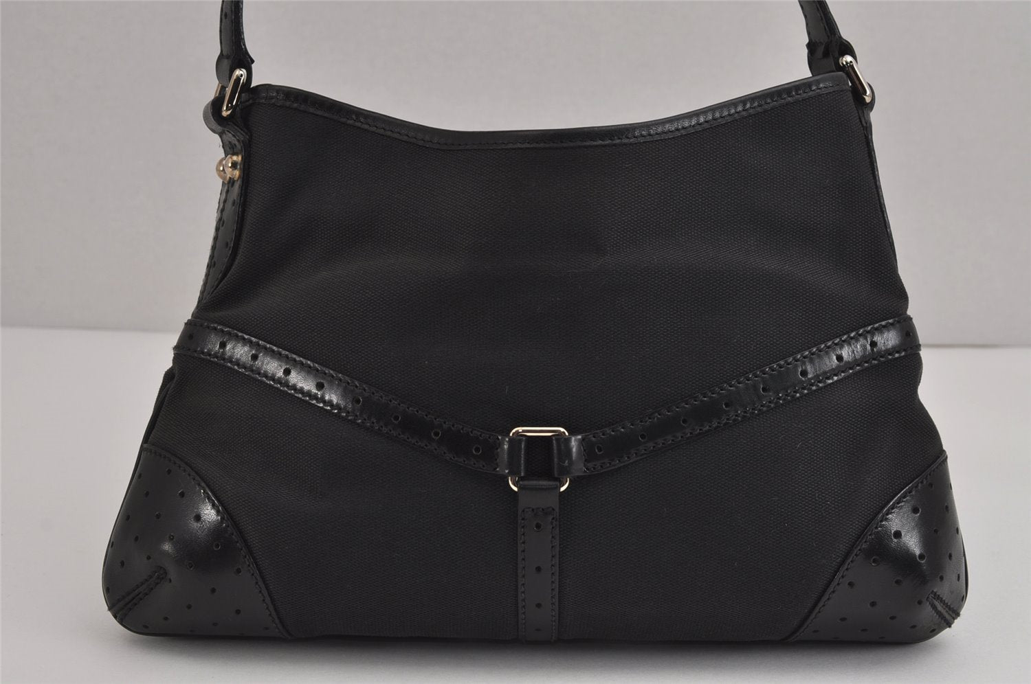 Authentic GUCCI Interlocking G Shoulder Hand Bag Canvas Leather Black 4033J