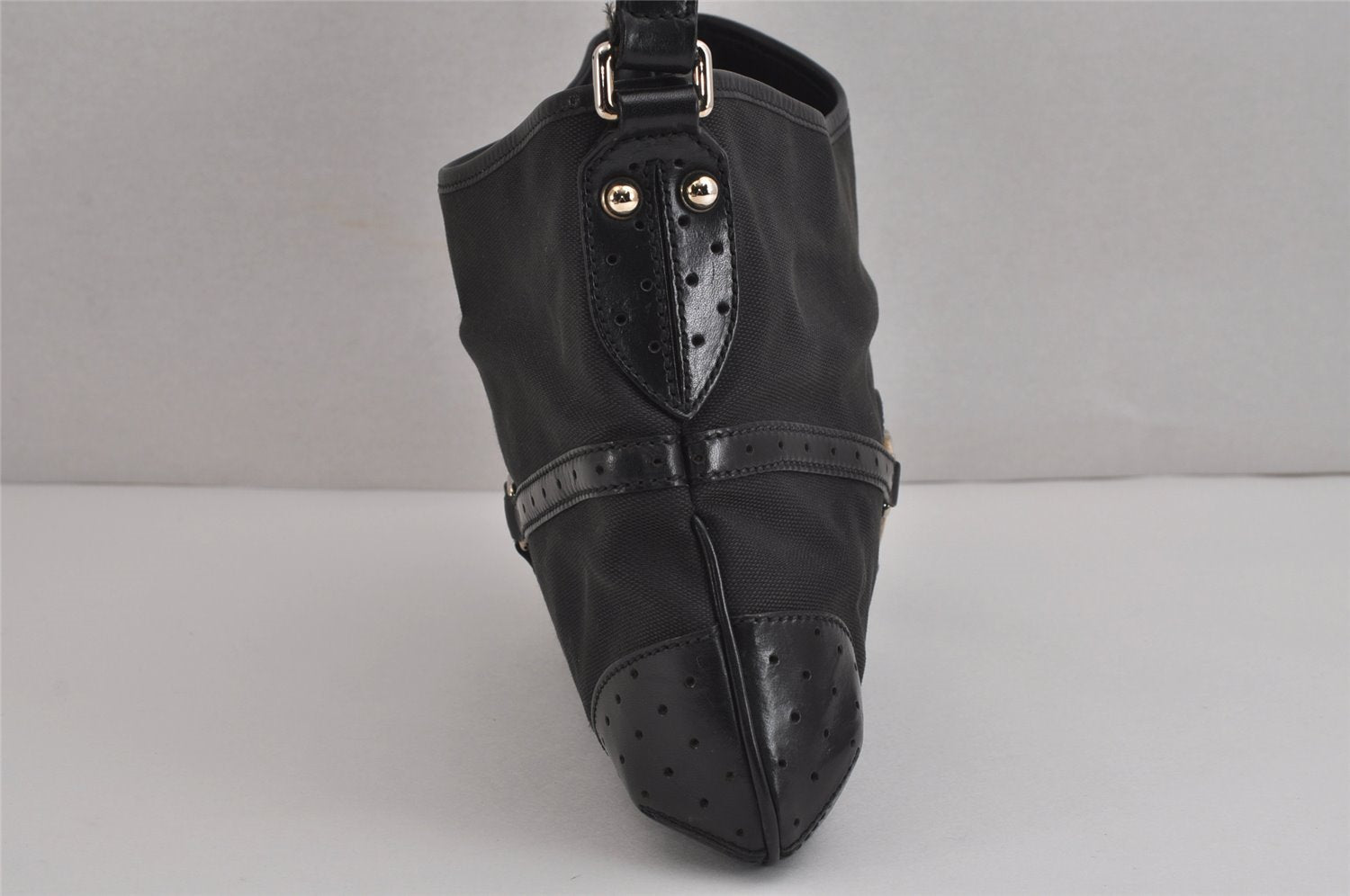 Authentic GUCCI Interlocking G Shoulder Hand Bag Canvas Leather Black 4033J