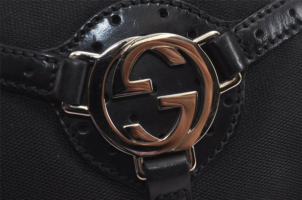 Authentic GUCCI Interlocking G Shoulder Hand Bag Canvas Leather Black 4033J