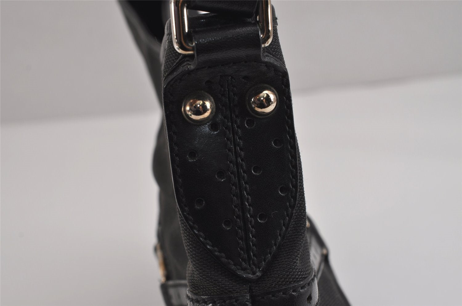 Authentic GUCCI Interlocking G Shoulder Hand Bag Canvas Leather Black 4033J