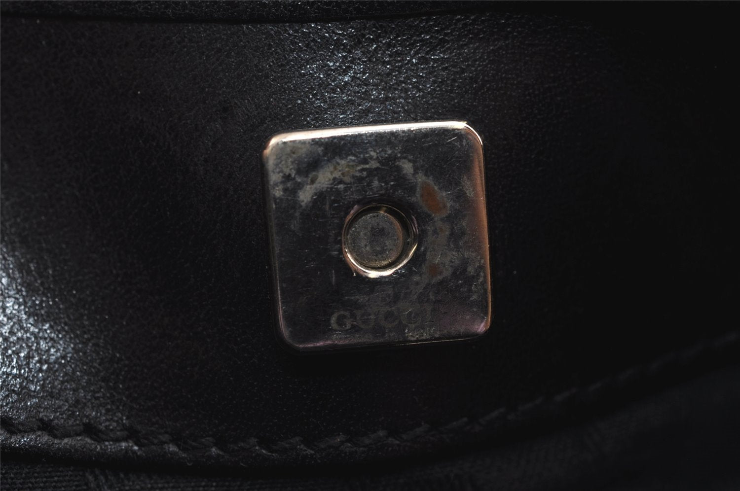 Authentic GUCCI Interlocking G Shoulder Hand Bag Canvas Leather Black 4033J