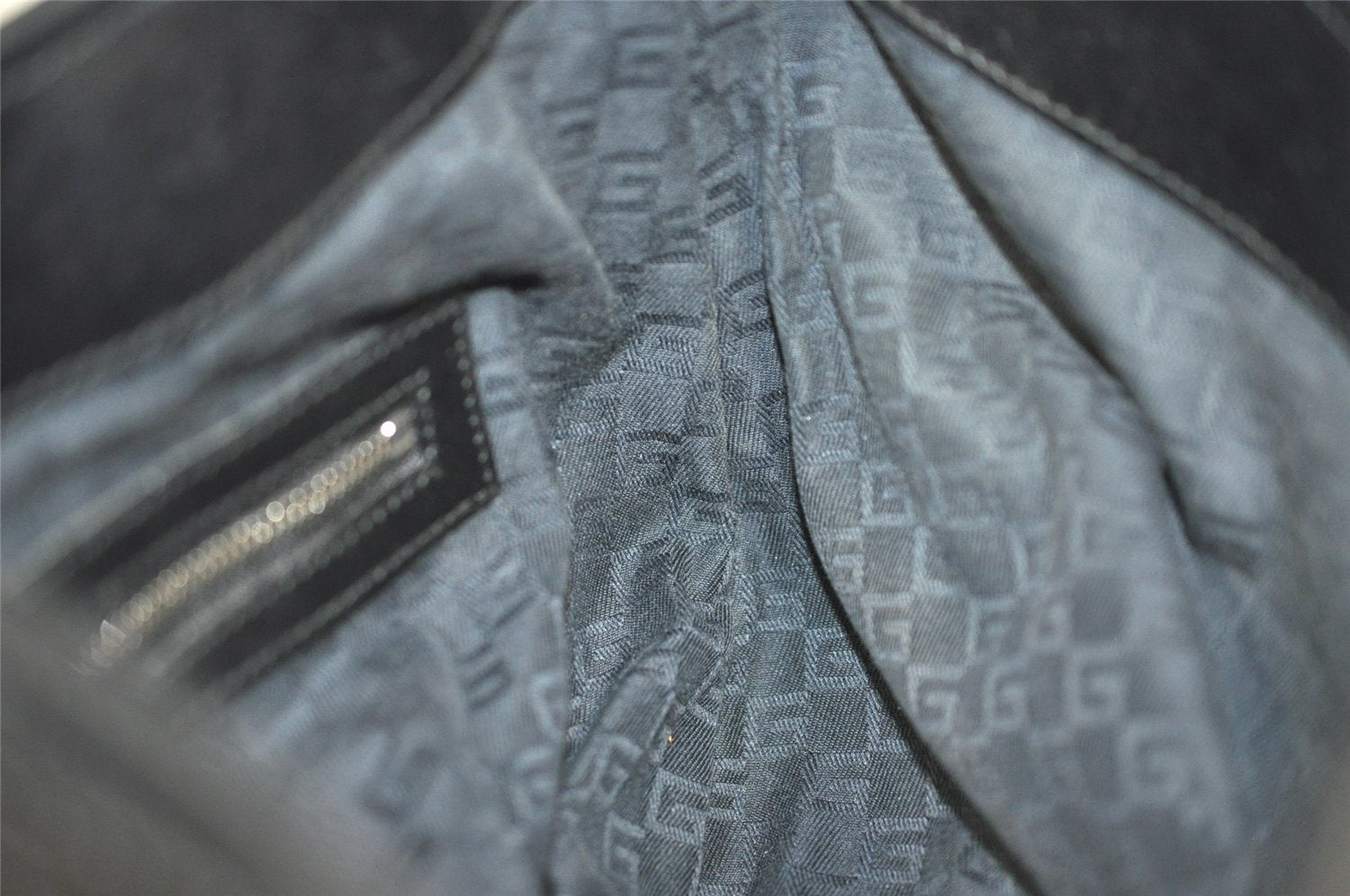 Authentic GUCCI Interlocking G Shoulder Hand Bag Canvas Leather Black 4033J
